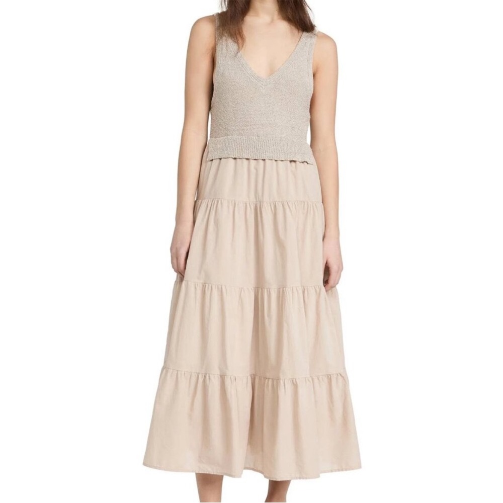 En Saison Tan Midi Tiered dress